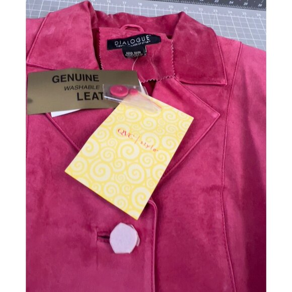 Dialogue Women's Suede Leather Blazer Jacket Red Sz Medium NOS W/Tags - Picture 8 of 8